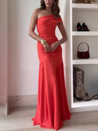 Beatrix | Women Asymmetric Ruched Maxi Evening Dress