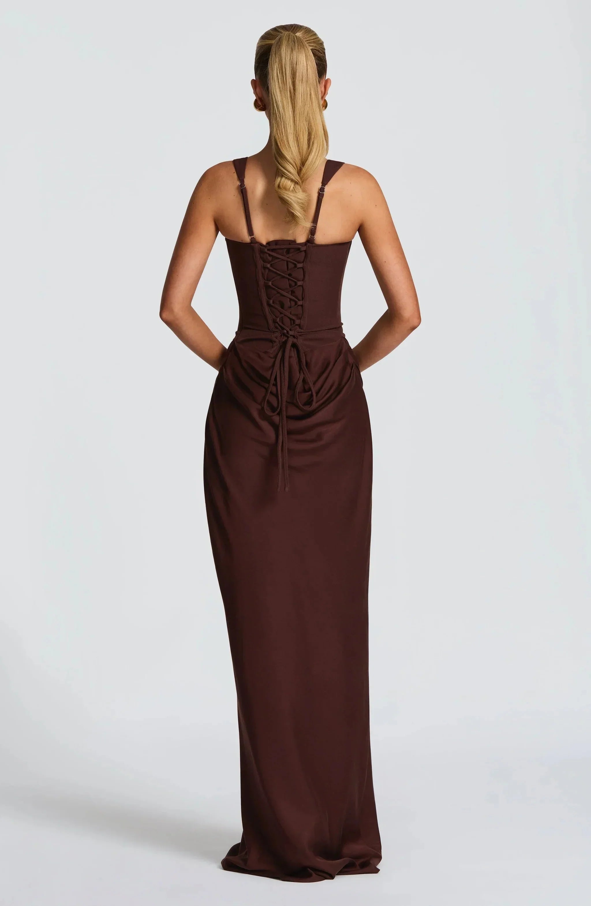 Eloise | Square Neck Bodycon Maxi Dress Open Back Evening Gown