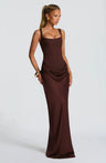 Eloise | Square Neck Bodycon Maxi Dress Open Back Evening Gown
