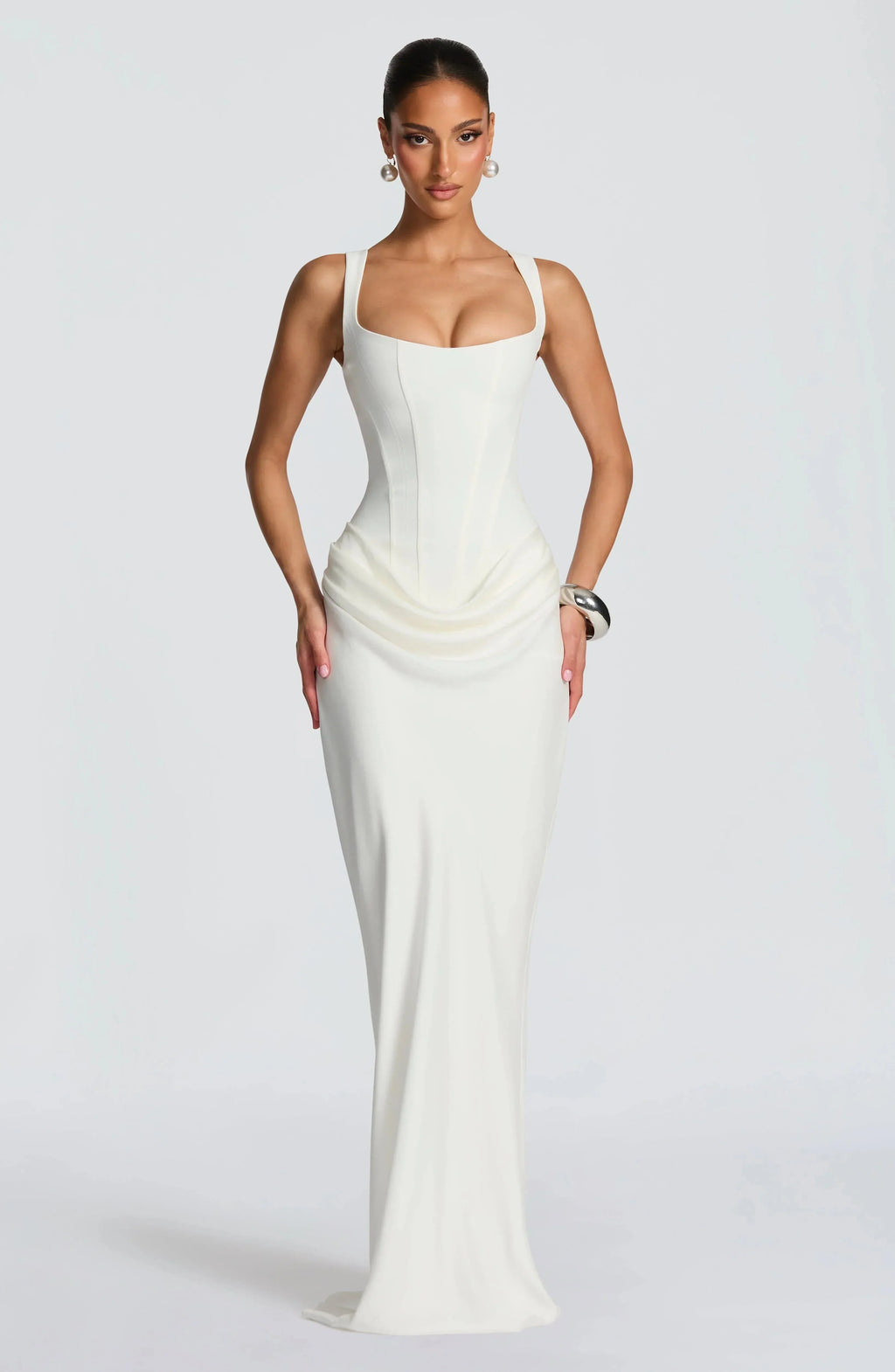 Eloise | Square Neck Bodycon Maxi Dress Open Back Evening Gown