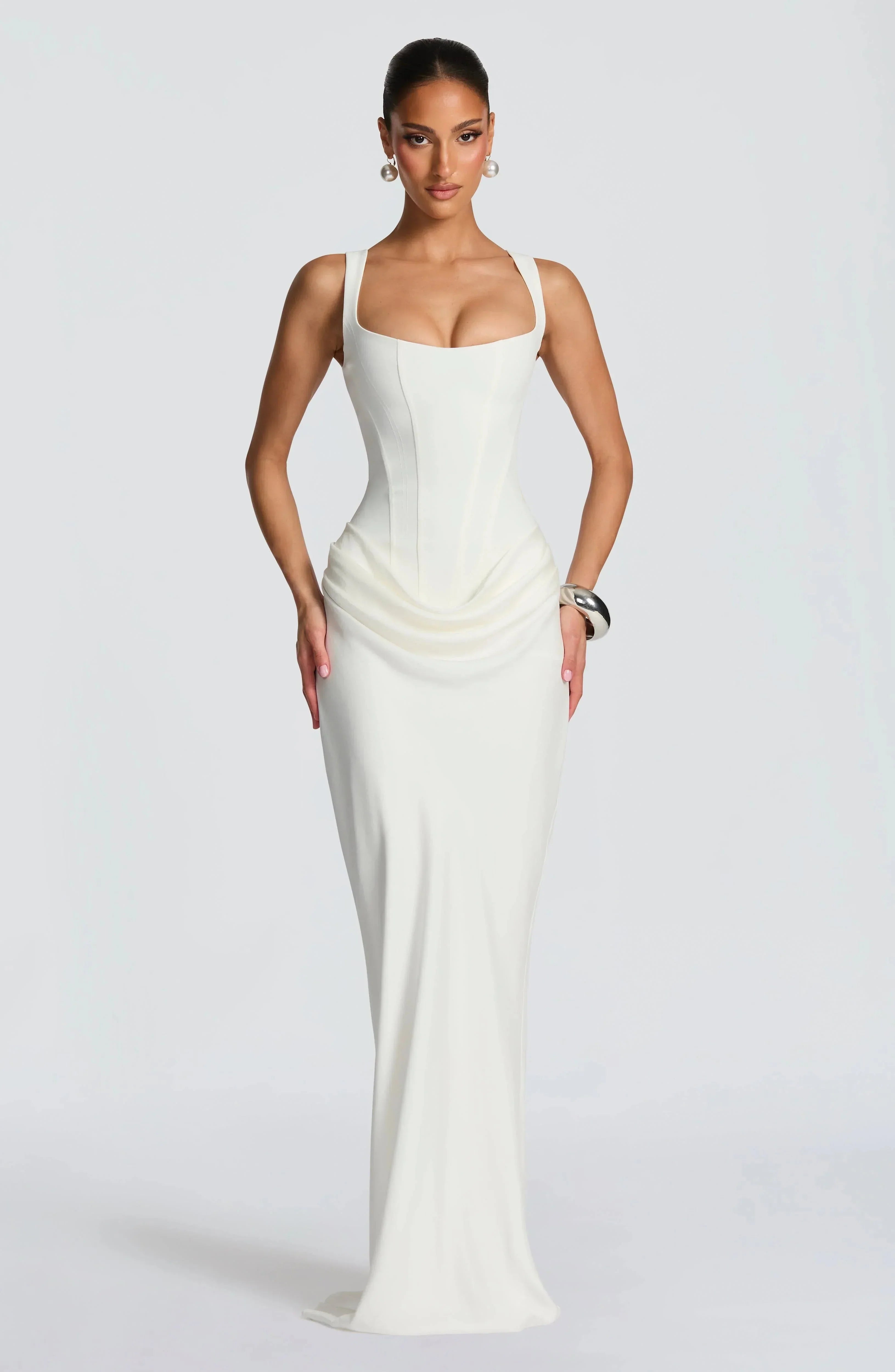 Eloise | Square Neck Bodycon Maxi Dress Open Back Evening Gown