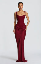 Eloise | Square Neck Bodycon Maxi Dress Open Back Evening Gown