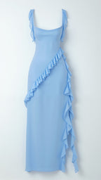 Bryony | Square Neck Ruched Asymmetric Maxi Evening Dress