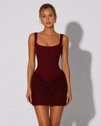 Katarina | British Square Neck Corset Bodycon Mini Dress