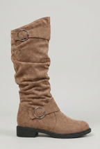 Lucinda | Chunky Black Leather Block Heel Knee High Boots