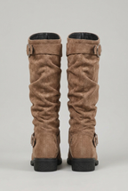 Lucinda | Chunky Black Leather Block Heel Knee High Boots