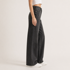Coralie | Black Stretchy High Waist Wide Leg Pants