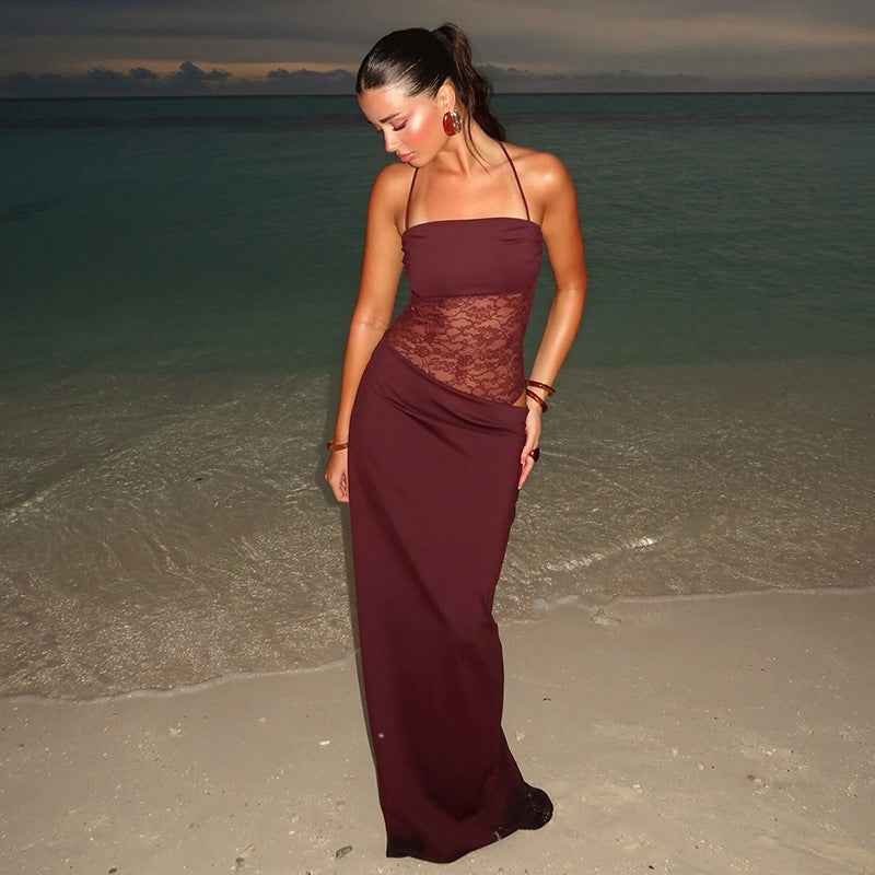 Liliana | Figure-Hugging Spaghetti Strap Evening Maxi Dress