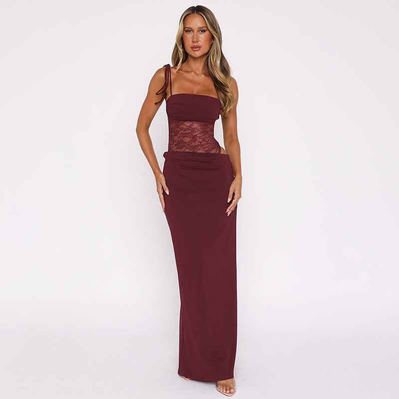 Liliana | Figure-Hugging Spaghetti Strap Evening Maxi Dress