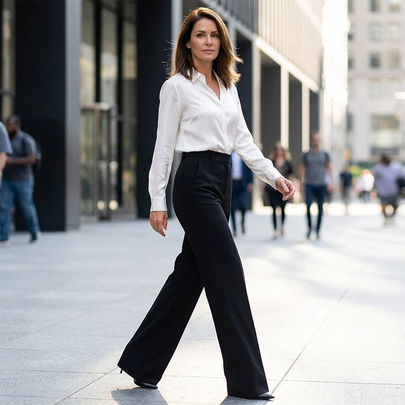 Solene | Wide Leg High Waist Tailored Trousers