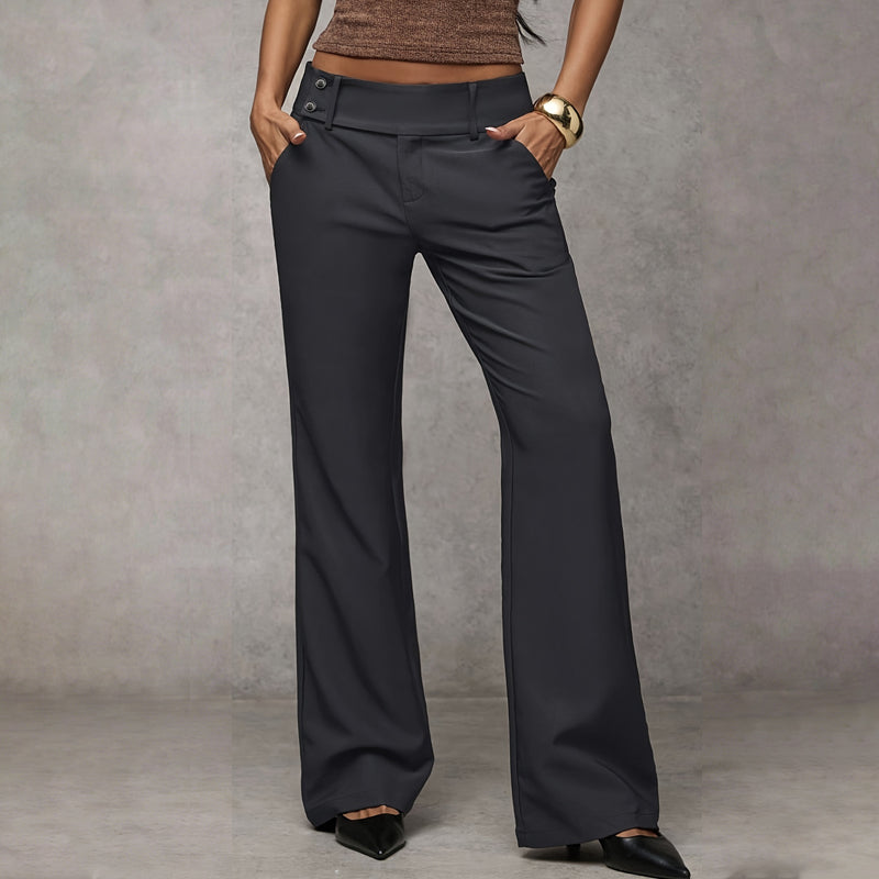 Romilly | High Waisted Wide Leg Flared Trousers Smart Casual