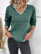 Violaine | Beige White Sleeveless V Roll Neck Knit Jumper Sweater — Green