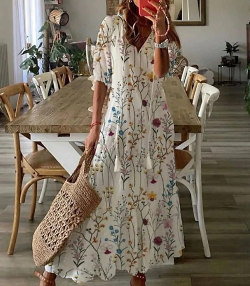 Fleur | Bohemian V-Neck Maxi Summer Dresses for Women