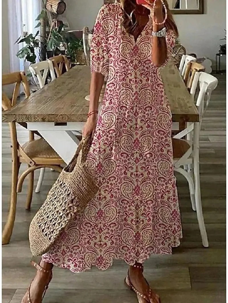 Fleur | Bohemian V-Neck Maxi Summer Dresses for Women