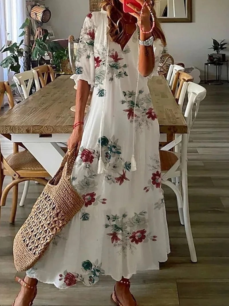 Fleur | Bohemian V-Neck Maxi Summer Dresses for Women