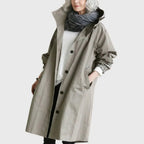 Evangeline | Waterproof Wool Black Long Trench Rain Coat — Grey