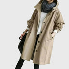 Evangeline | Waterproof Wool Black Long Trench Rain Coat — Brown