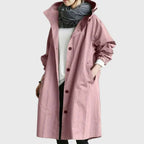 Evangeline | Waterproof Wool Black Long Trench Rain Coat — Pink