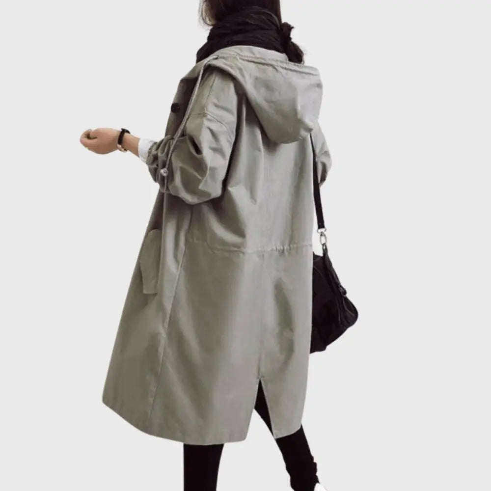 Evangeline | Waterproof Wool Black Long Trench Rain Coat