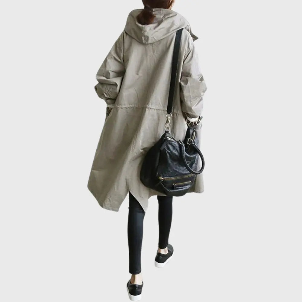 Evangeline | Waterproof Wool Black Long Trench Rain Coat