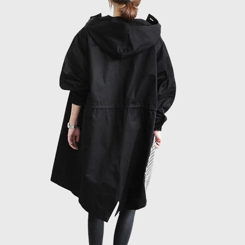 Evangeline | Waterproof Wool Black Long Trench Rain Coat
