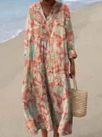 Beatrix | Long Frocks For Women V-Neck Striped Midi Dress