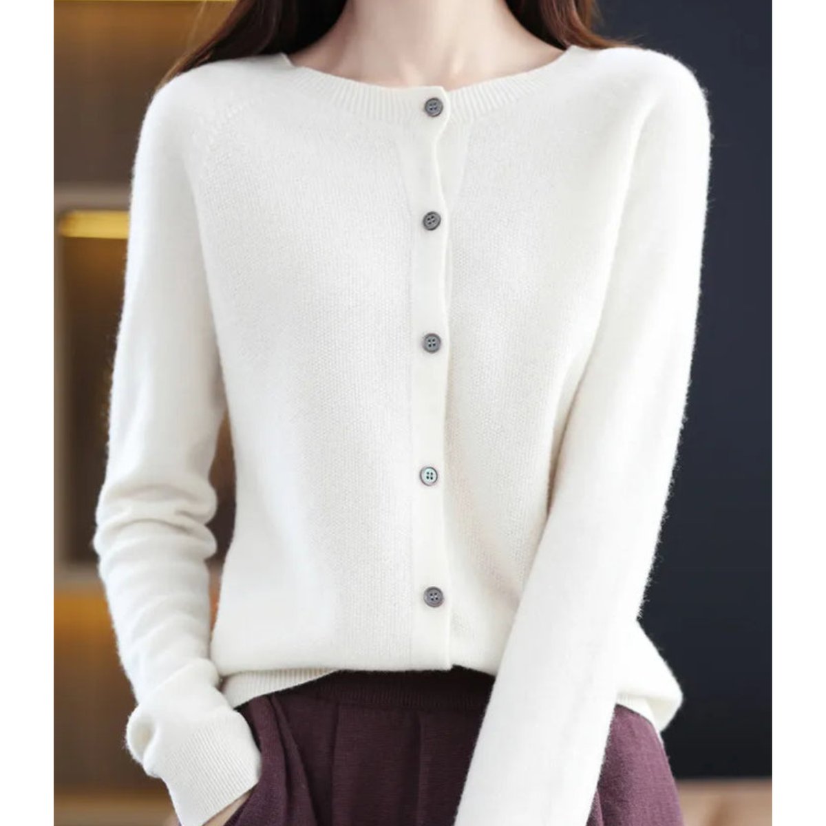 Wilhelmina | Women Cashmere V-Neck Cardigan Smart Casual