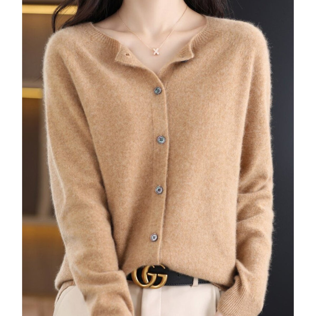 Wilhelmina | Women Cashmere V-Neck Cardigan Smart Casual