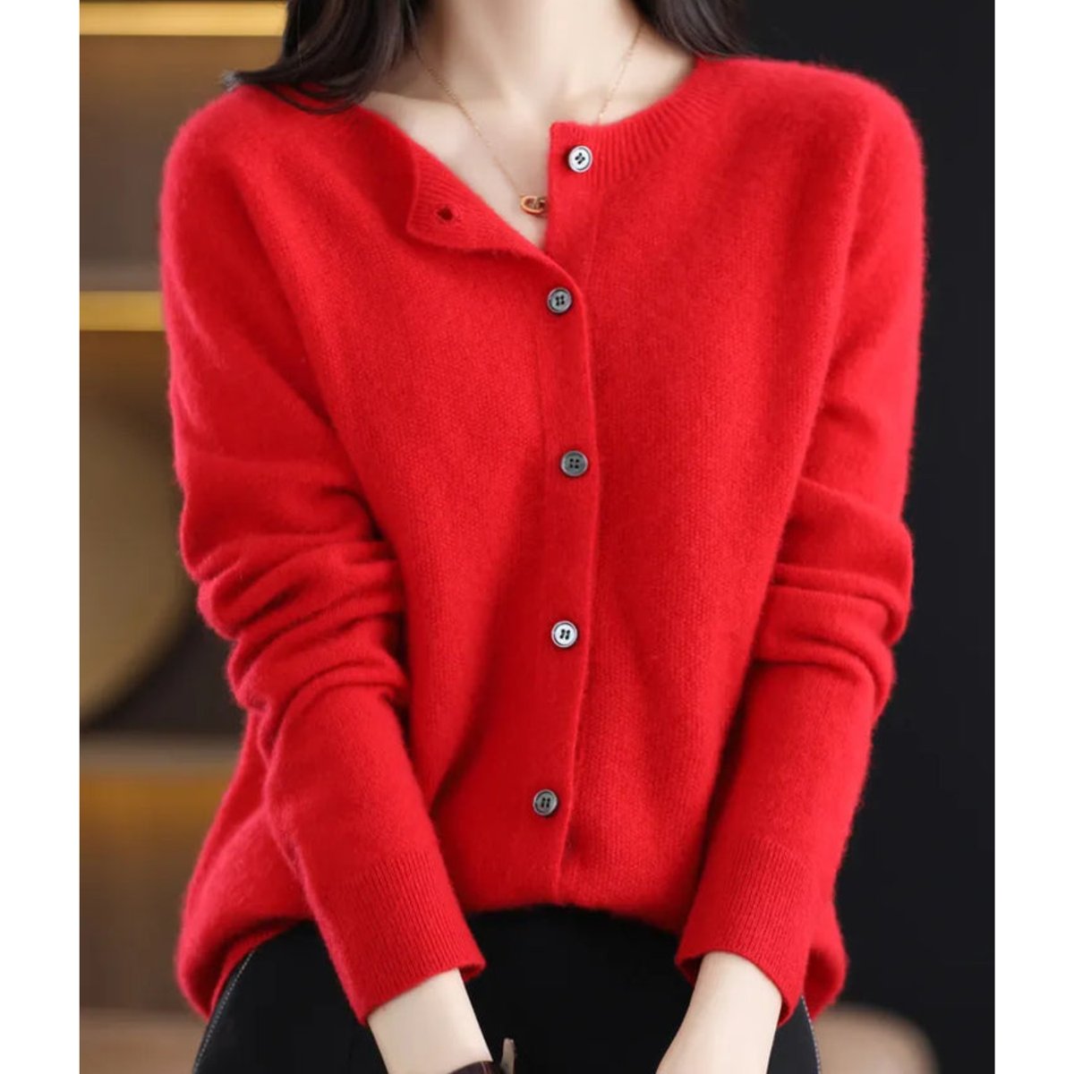 Wilhelmina | Women Cashmere V-Neck Cardigan Smart Casual