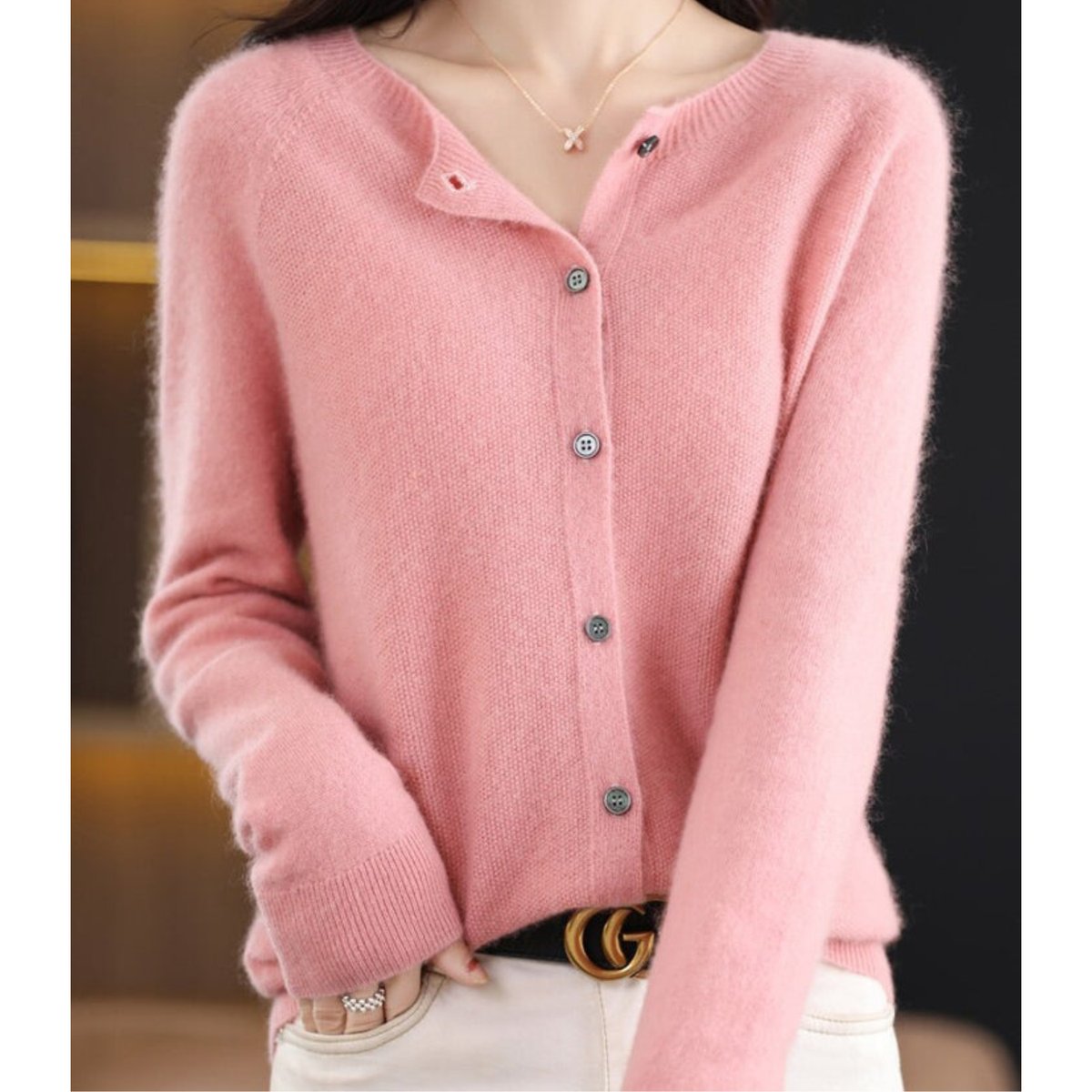 Wilhelmina | Women Cashmere V-Neck Cardigan Smart Casual