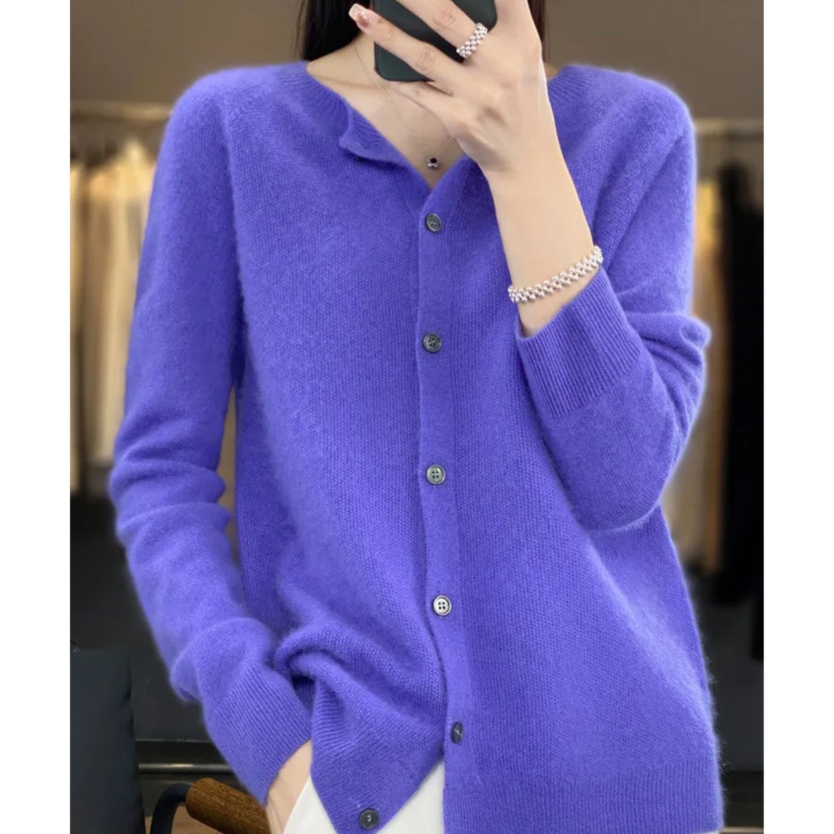 Wilhelmina | Women Cashmere V-Neck Cardigan Smart Casual