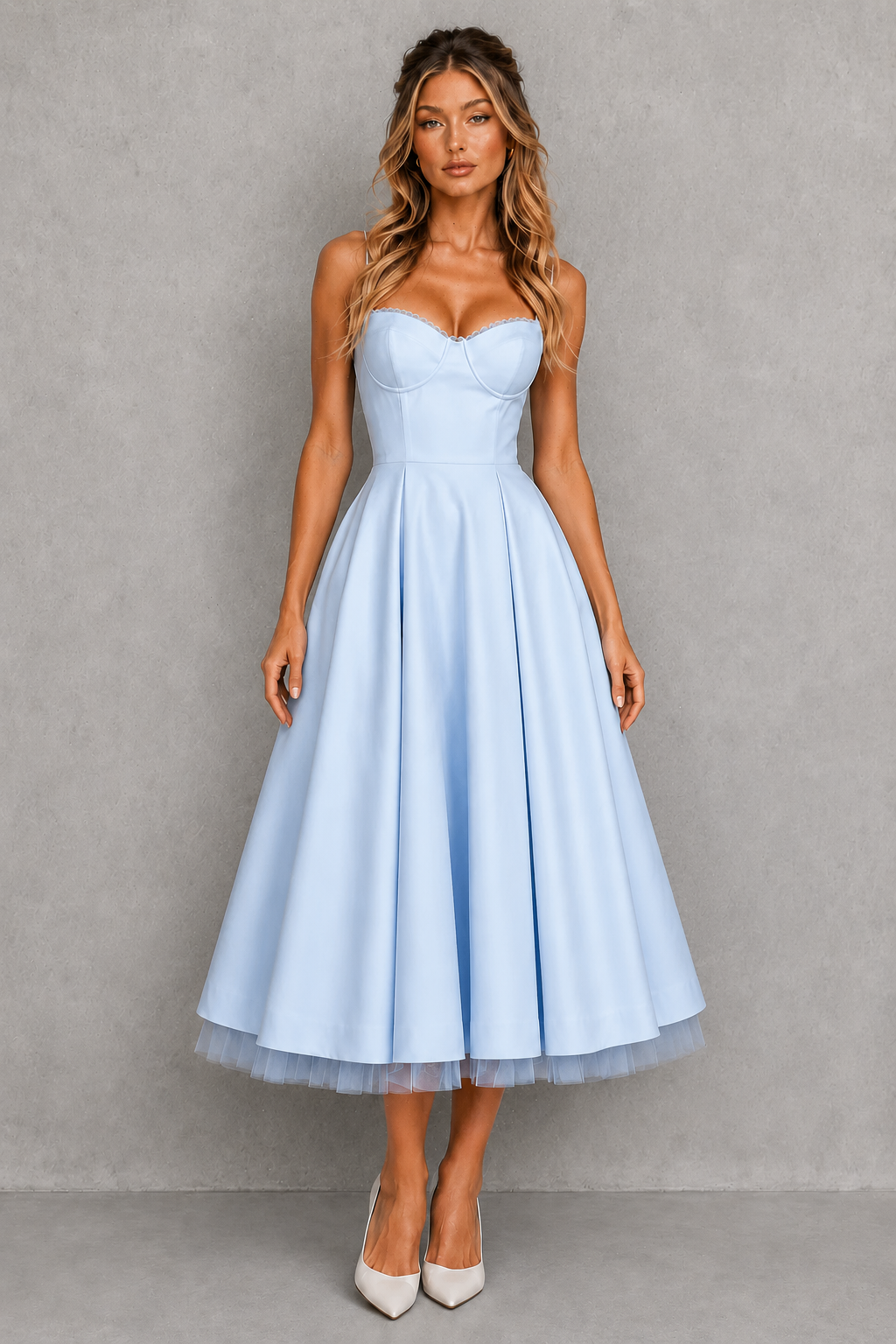 Solene | Plus Size Corset Midi Occasion Dresses
