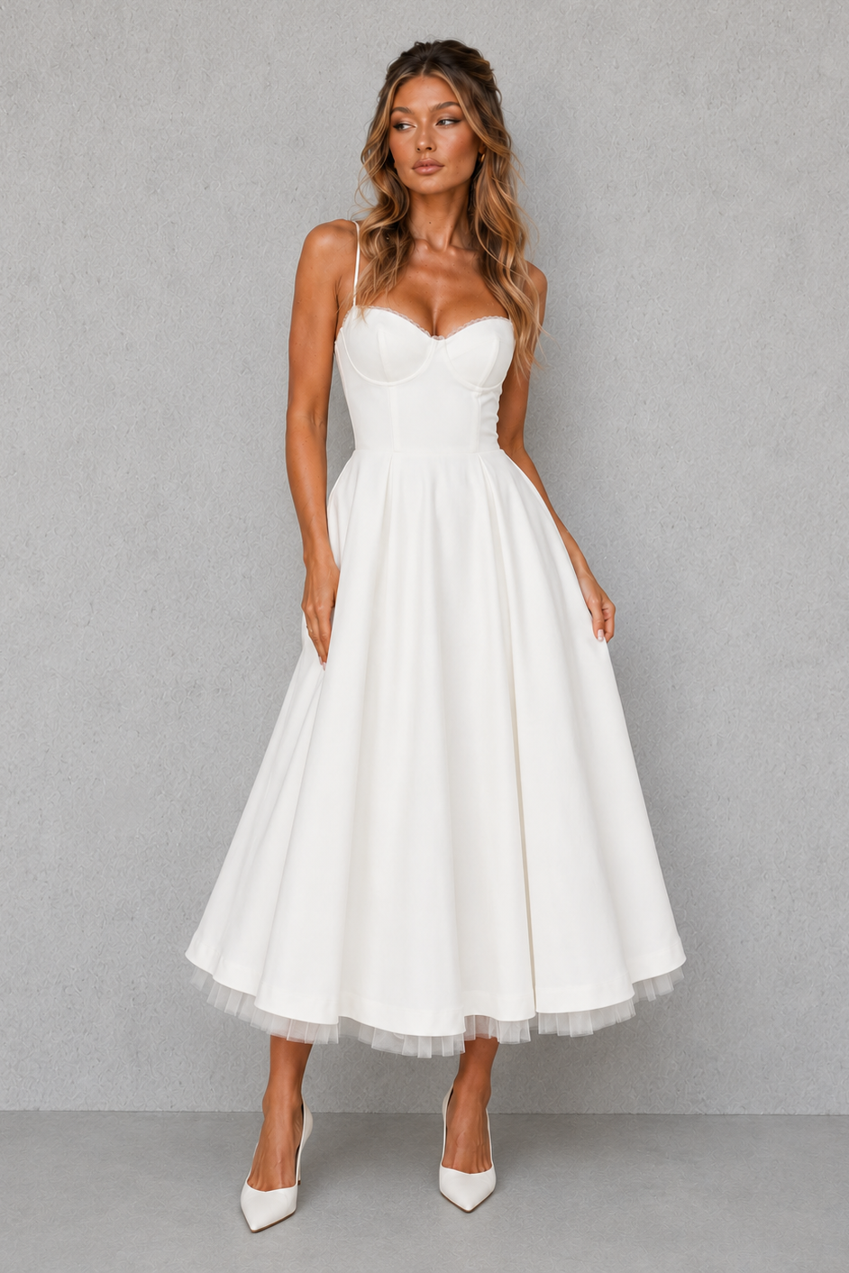 Solene | Plus Size Corset Midi Occasion Dresses