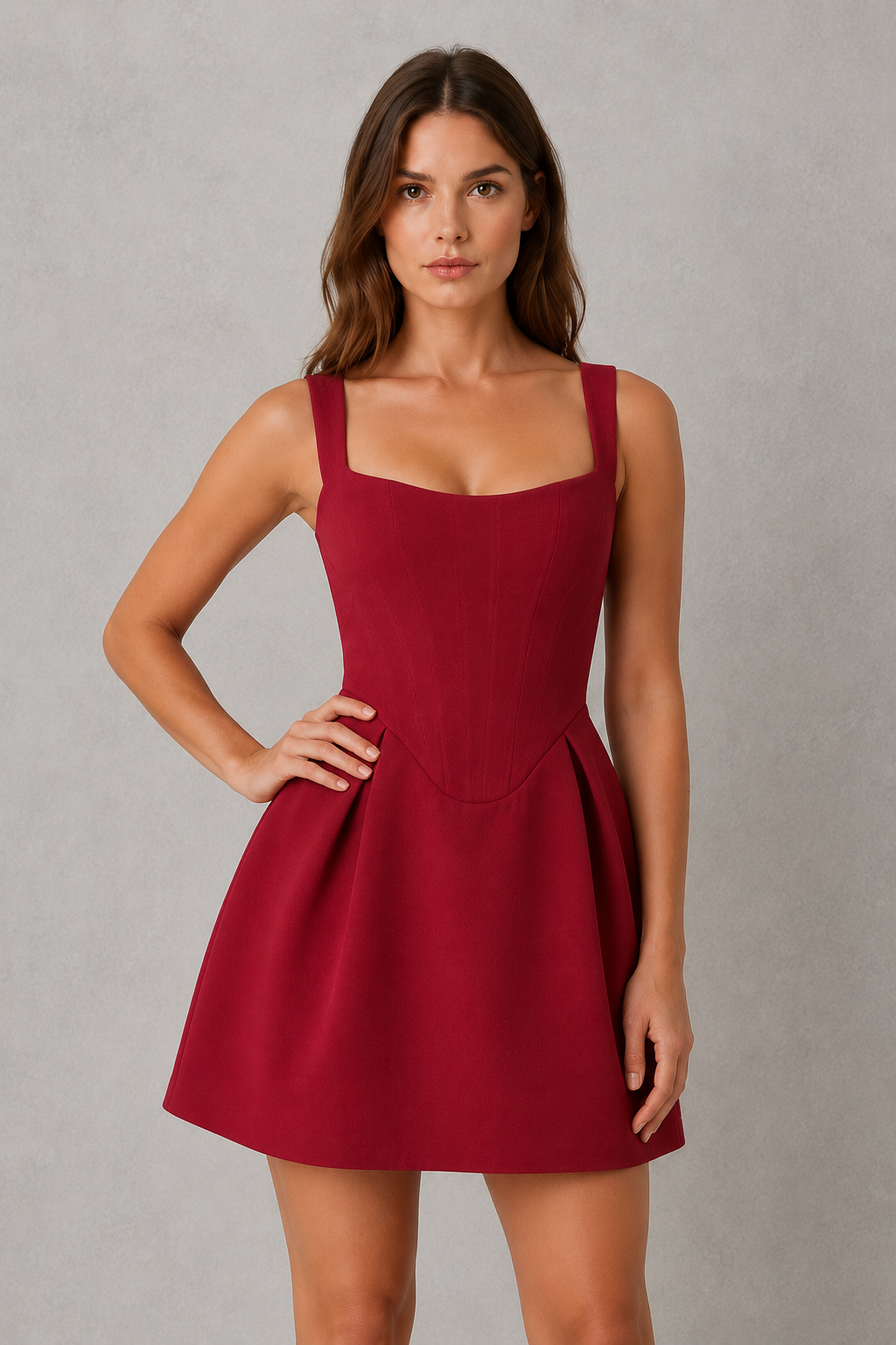 Valentina | Party Dresses For Women Corset Mini Voluminous Skirt — Wine