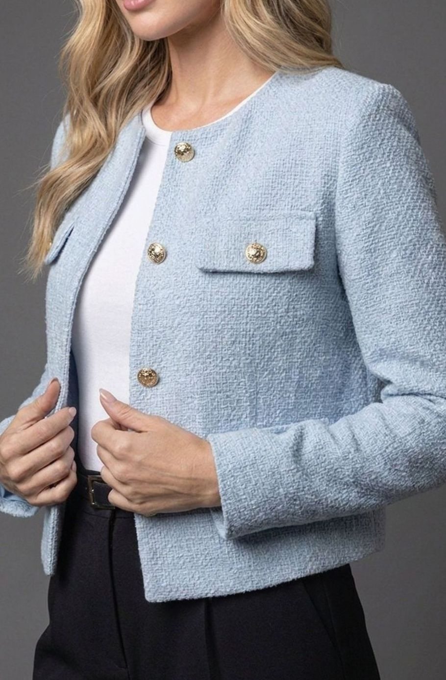 Mathilde | Double Breasted Velvet Tweed Blazer Jacket Coat
