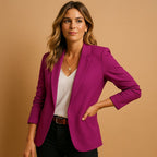 Thalia | Womens Velvet Blazer One Button Tailored Jacket — Purple