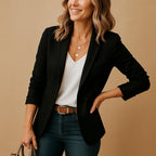Thalia | Womens Velvet Blazer One Button Tailored Jacket — Black