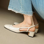Elodie | Women's Black Slingback Block Heel Pumps