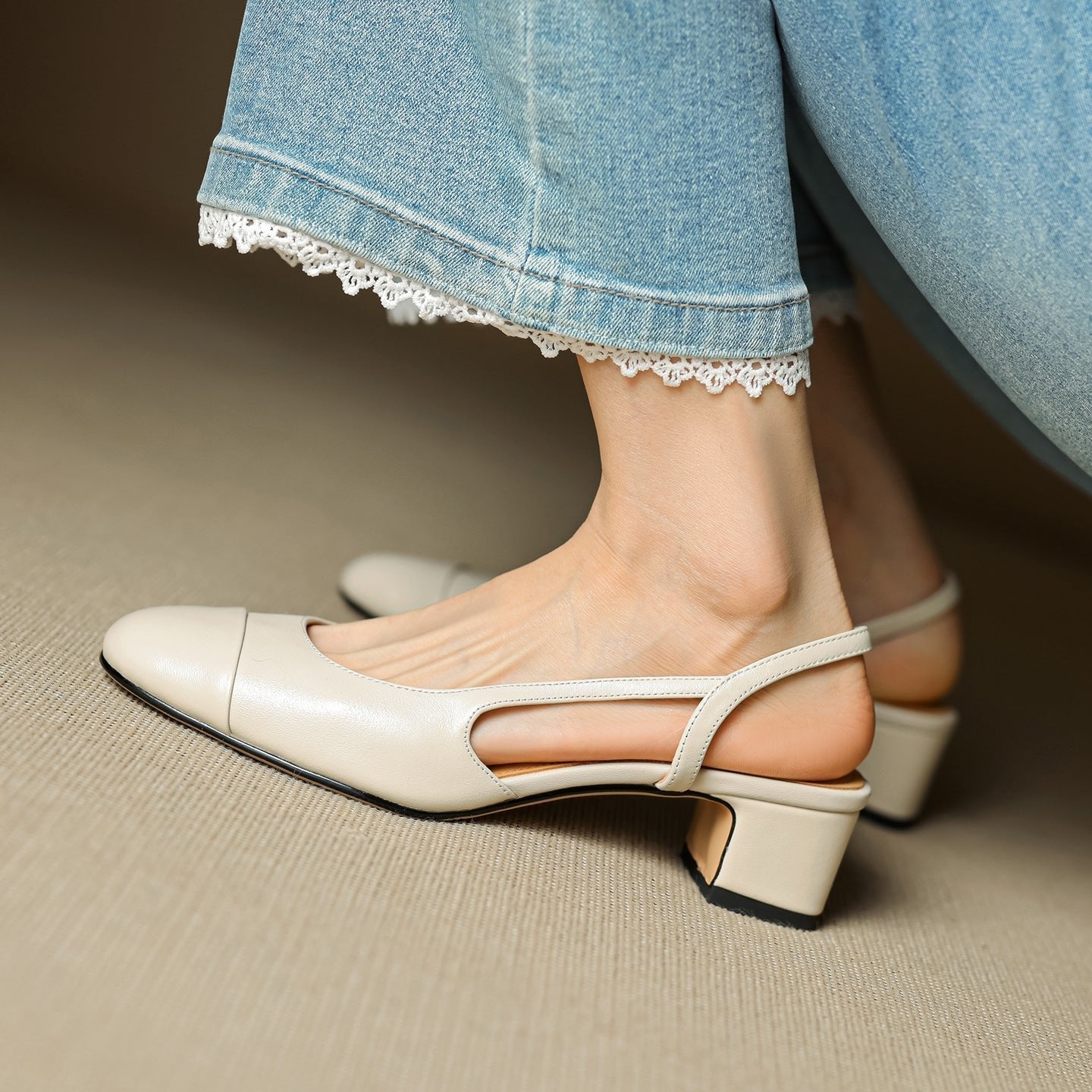 Elodie | Women's Black Slingback Block Heel Pumps