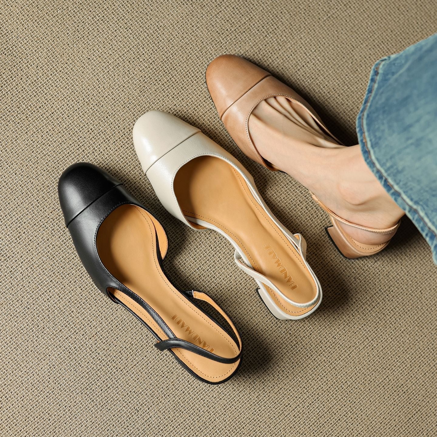 Elodie | Women's Black Slingback Block Heel Pumps