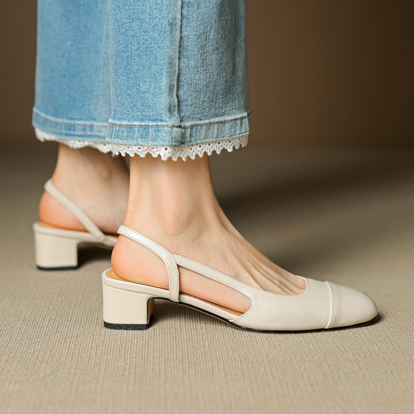 Elodie | Women's Black Slingback Block Heel Pumps
