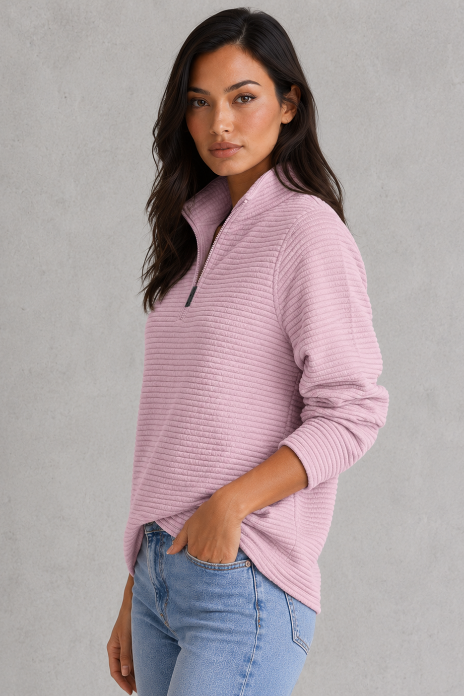 Edith | Cashmere Blend Half Zip Knitted Sweater Jumper Knit
