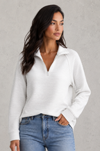 Edith | Cashmere Blend Half Zip Knitted Sweater Jumper Knit — White