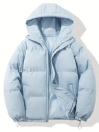 Sylvie | Women's Cropped Hooded Puffer Jacket Coat Winter — Light Blue
