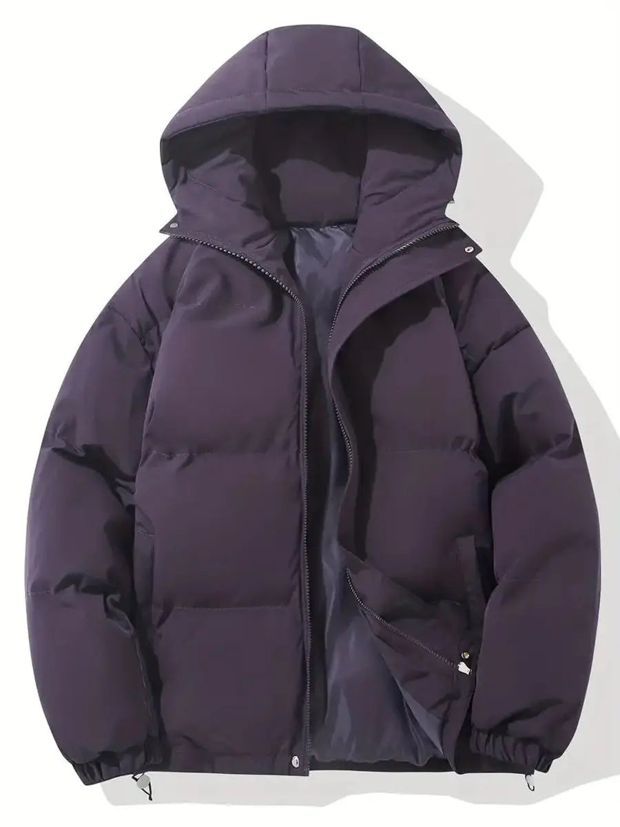 Sylvie | Women's Cropped Hooded Puffer Jacket Coat Winter — Purple