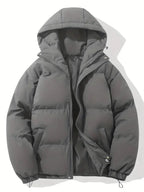 Sylvie | Women's Cropped Hooded Puffer Jacket Coat Winter — Dark Gray