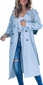 Georgiana | Women Black Longline Belted Trench Coat