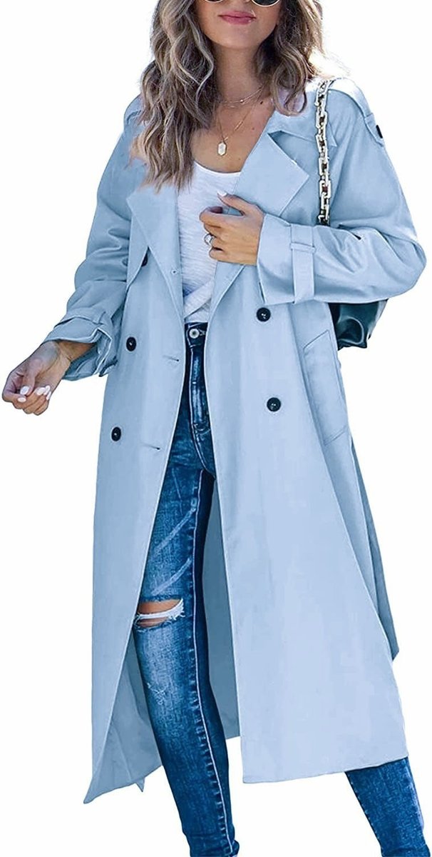 Georgiana | Women Black Longline Belted Trench Coat
