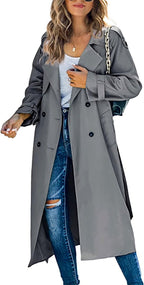 Georgiana | Women Black Longline Belted Trench Coat