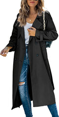 Georgiana | Women Black Longline Belted Trench Coat
